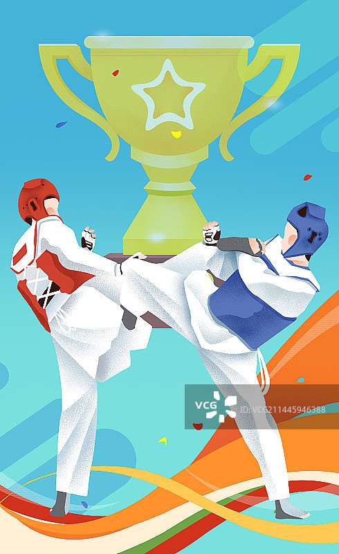 体育运动会大运会比赛运动项目跆拳道插画图片素材