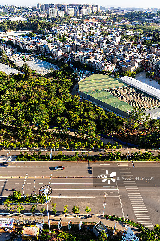 云南昆明呈贡高空视角图图片素材