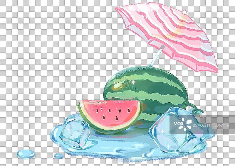 夏日冰镇西瓜插画免抠素材图片素材