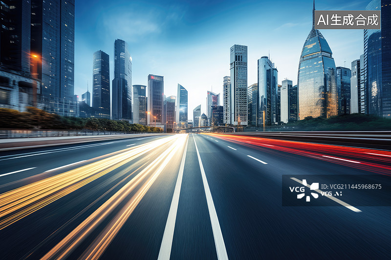 【AI数字艺术】城市建筑与道路夜景图片素材