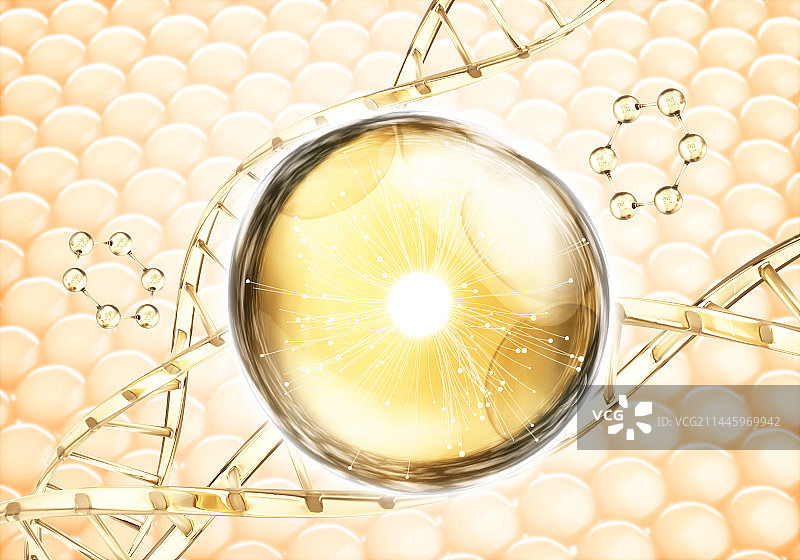 3D渲染的微观世界里的分子结构图片素材