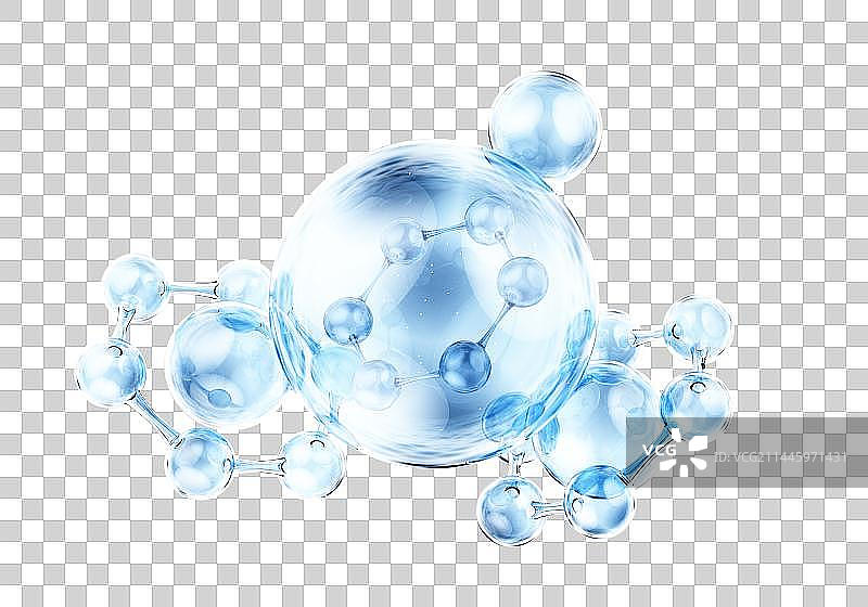 3D渲染的微观世界里的分子结构图片素材