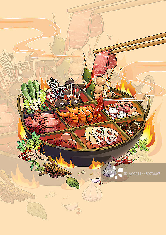 四川火锅美味食物插画图片素材
