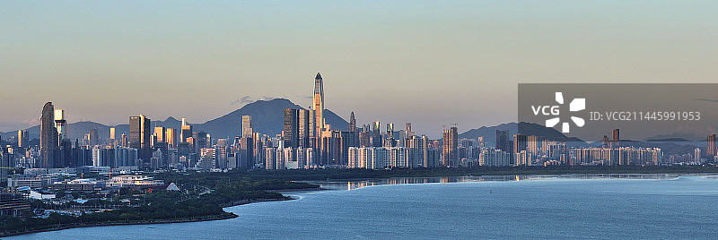 广东省深圳市南山区深圳人才公园体育中心华润大厦深圳湾口岸航拍图片素材