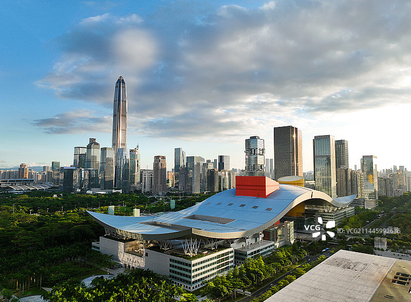 广东省深圳市福田区CBD中心城市民中心航拍图片素材