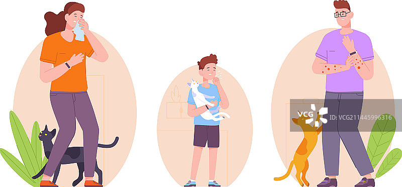 对猫过敏的男女图片素材