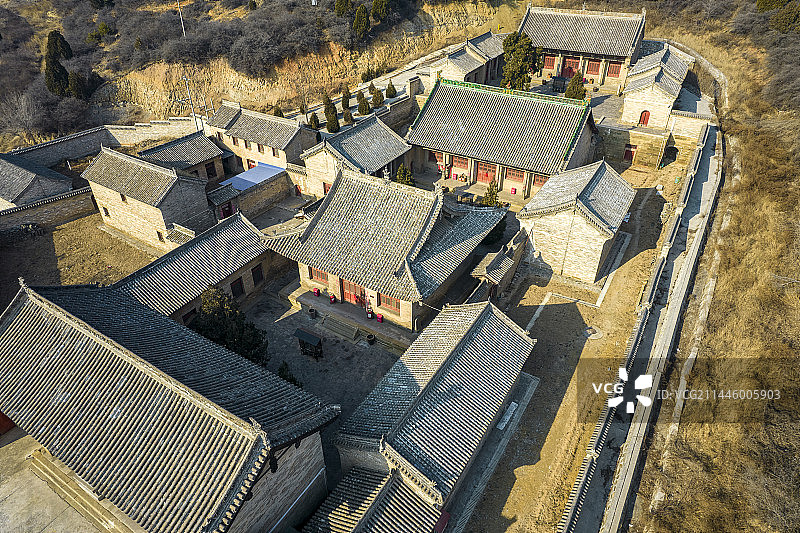 中国山西省晋城市高平市游仙寺航拍图片素材