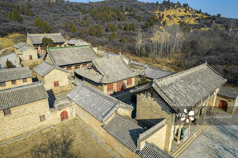 中国山西省晋城市高平市游仙寺航拍图片素材