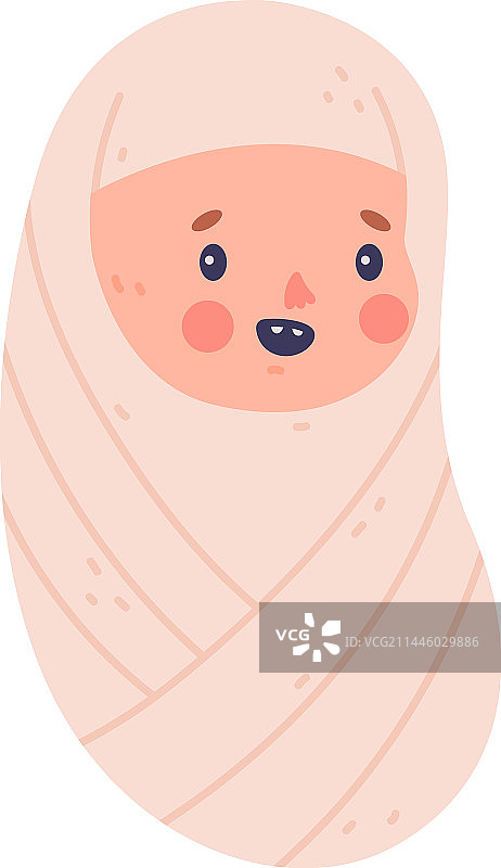 用布包裹着的可爱小宝宝或婴儿图片素材