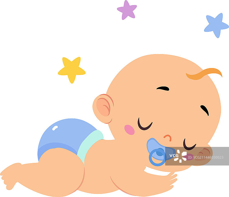 穿着蓝色尿布的可爱男宝宝或婴儿图片素材