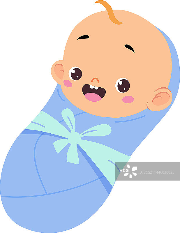 包裹在蓝色中的可爱男宝宝或婴儿图片素材
