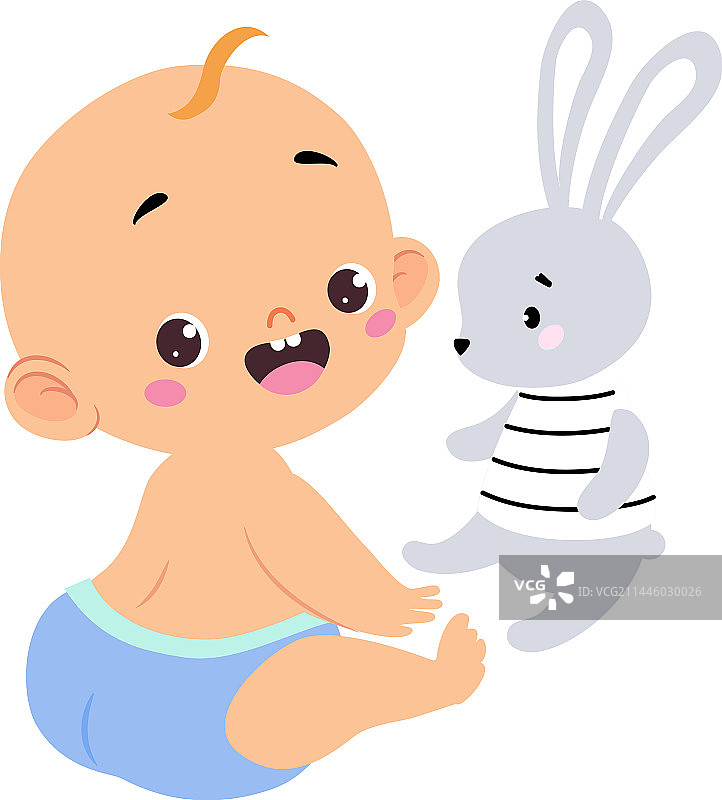 穿蓝色尿布的可爱小男婴图片素材