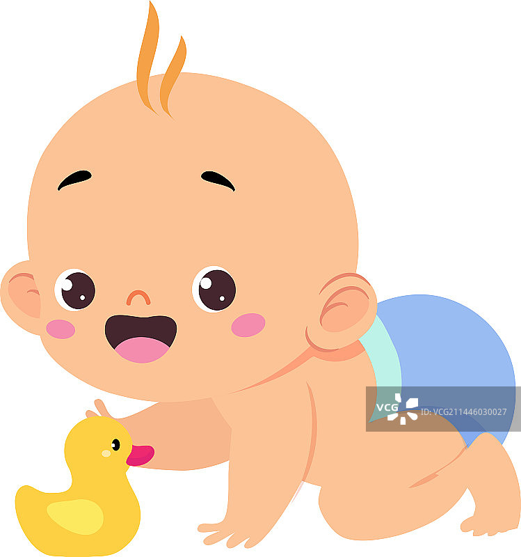 穿着蓝色尿布的可爱男宝宝或婴儿图片素材