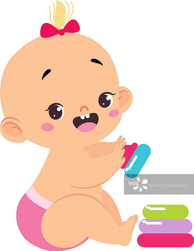 穿着粉色尿布的可爱女婴图片素材