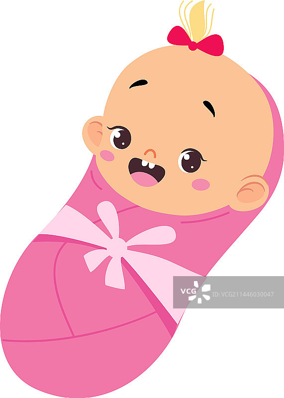 包裹在粉红色中的可爱小女婴或婴儿图片素材