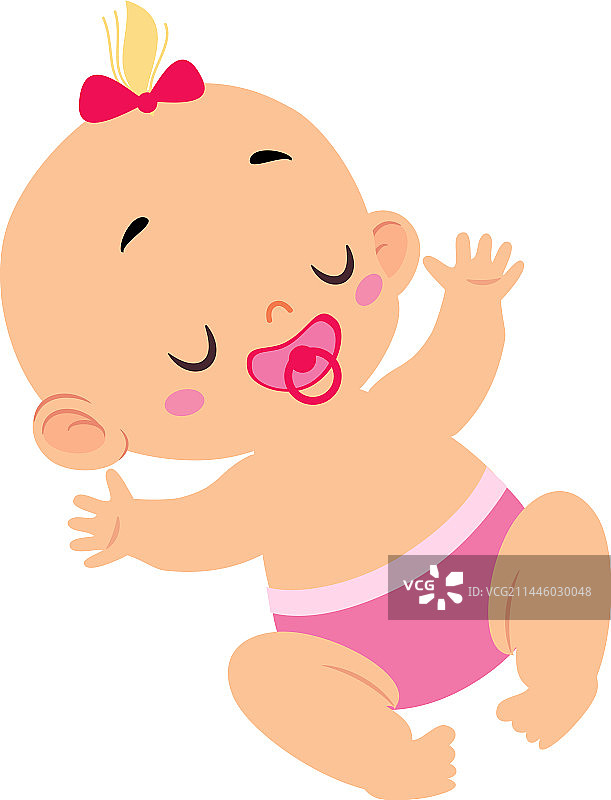 穿着粉色尿布的可爱女婴图片素材