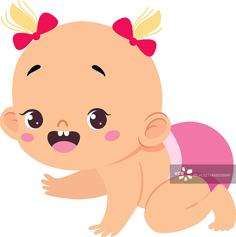 穿着粉色尿布的可爱女婴图片素材