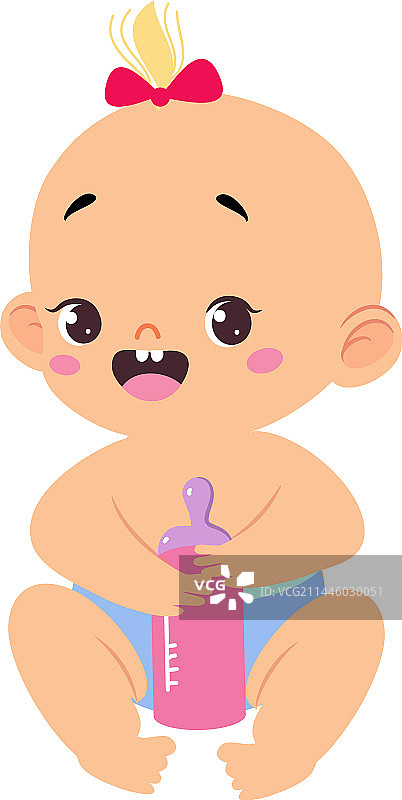 穿着粉色尿布的可爱女婴图片素材