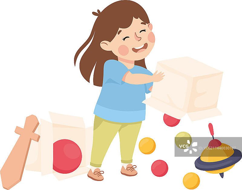 乱扔玩具的淘气小女孩图片素材