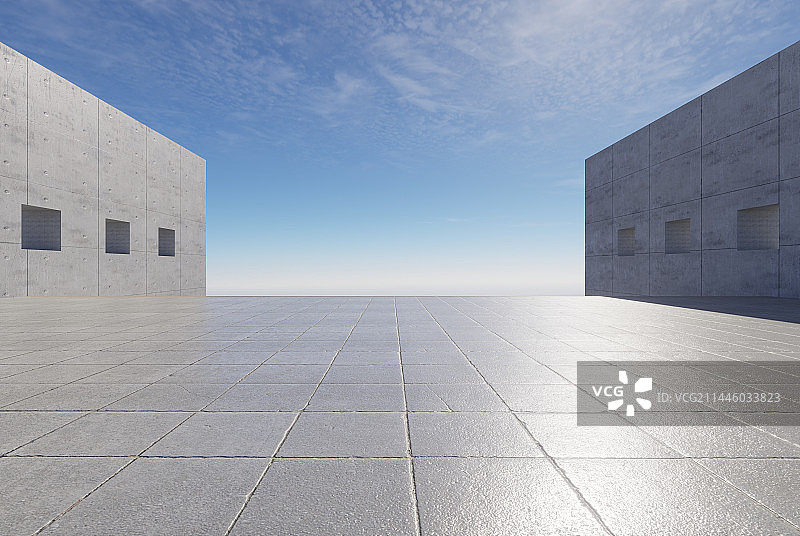 3D渲染户外混凝土空间图片素材