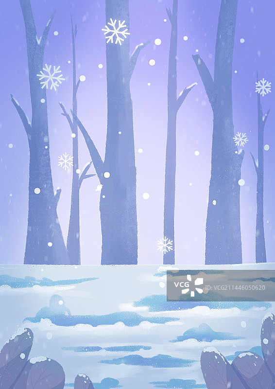 大雪纷飞户外氛围感插图图片素材