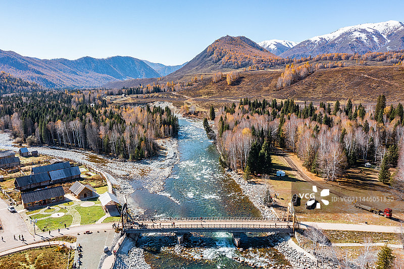航拍新疆喀纳斯禾木村自然风光图片素材
