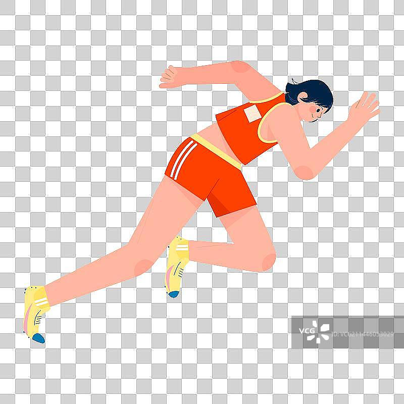 冲刺跑步的年轻运动员矢量人物插画元素图片素材