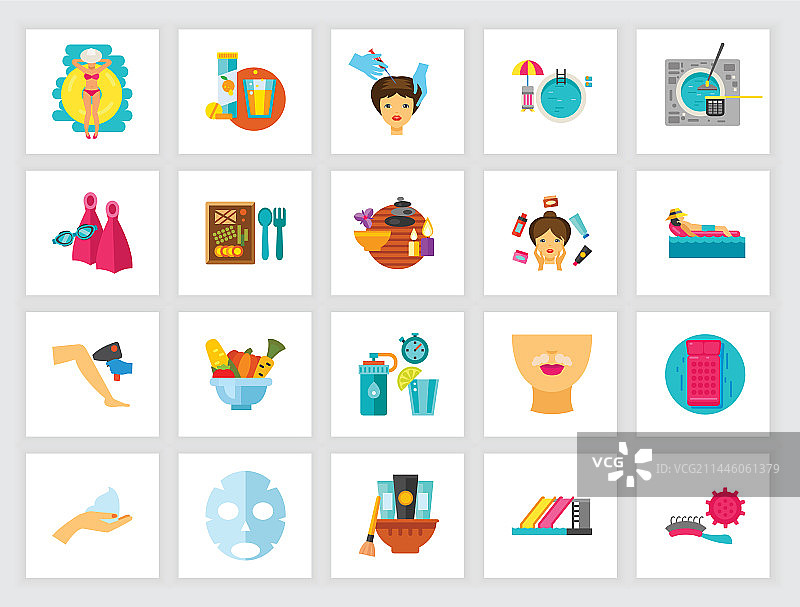 美容健康概念扁平图标集图片素材