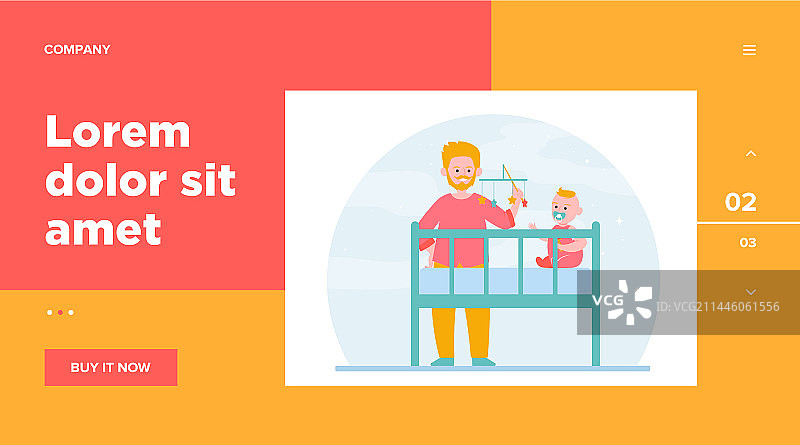 爸爸和宝宝在婴儿床里玩耍图片素材