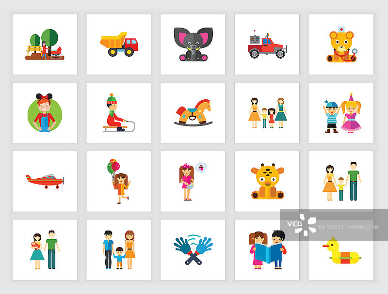 儿童概念扁平风图标集图片素材