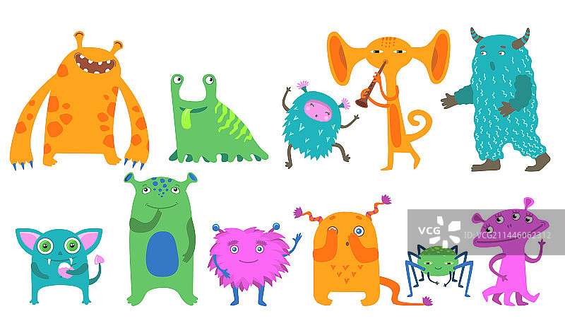 卡通怪兽扁平风格图标素材图片素材