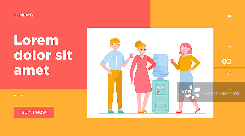 人们在饮水机旁喝水图片素材