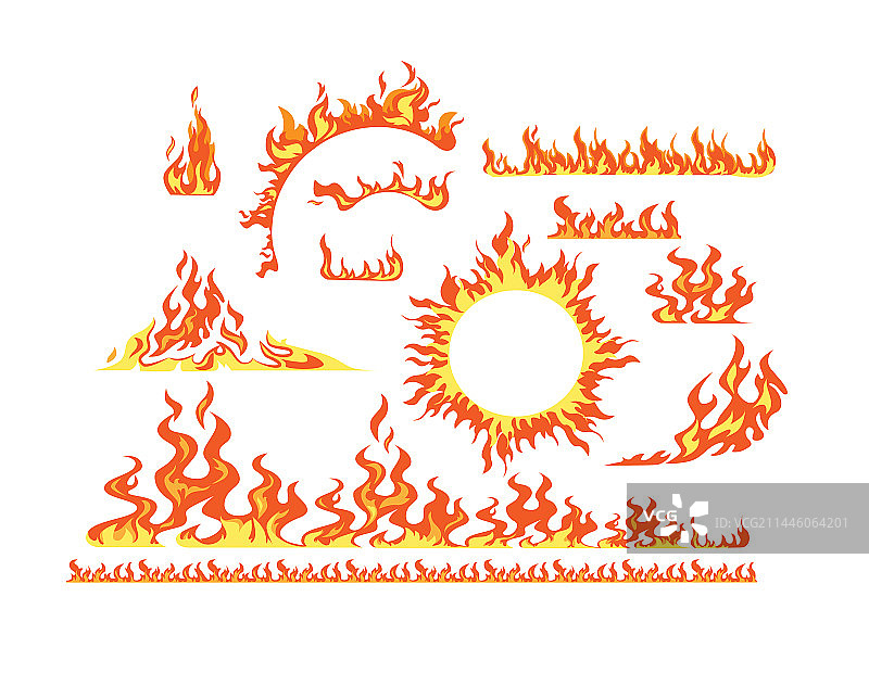 火焰元素扁平图标套件图片素材
