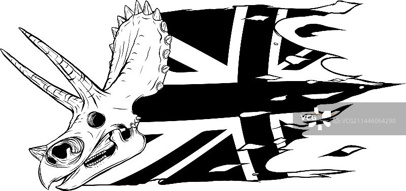 抽象黑色线条三角龙恐龙头骨图片素材