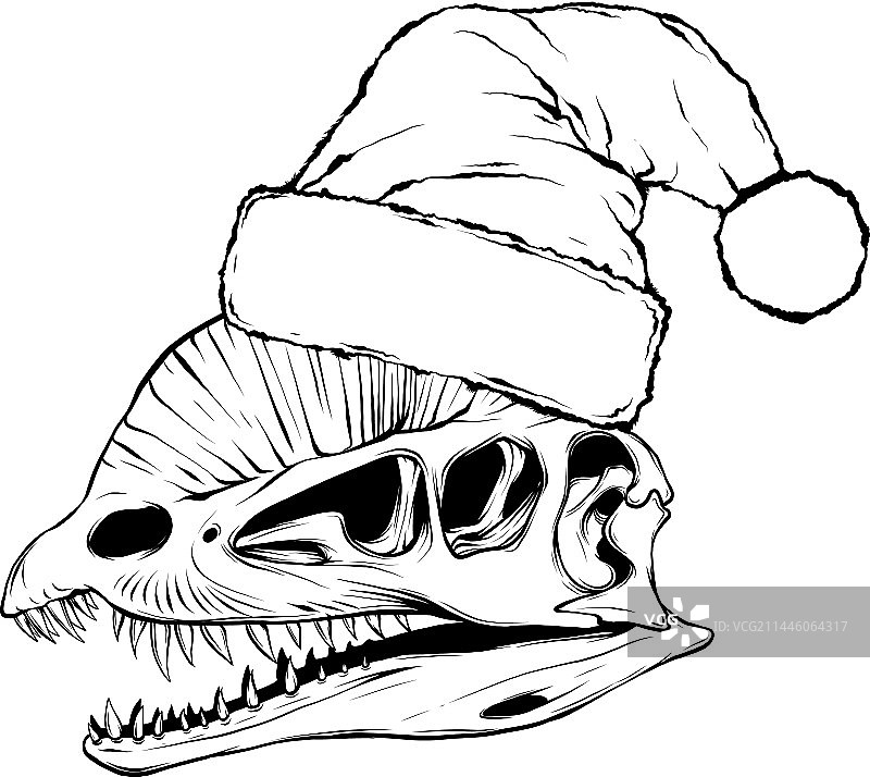 黑色线条的恐龙双脊龙骨骼图片素材