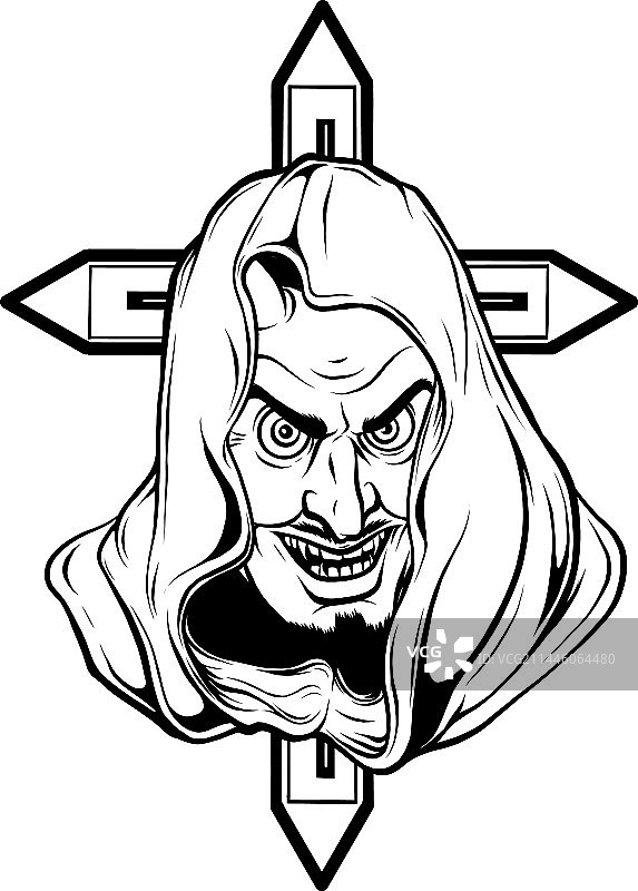 黑白卡通恶魔头像图片素材