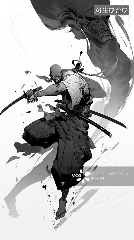 【AI数字艺术】中国风水墨古代江湖侠客图片素材