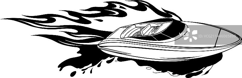 黑色线条水船轮廓图片素材