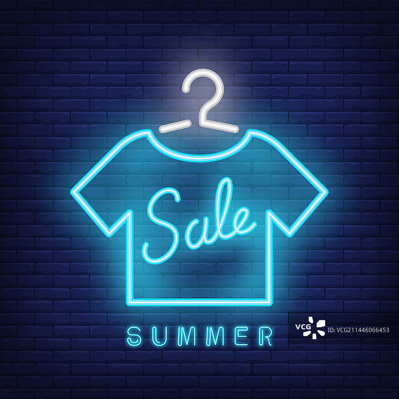 夏季促销霓虹文字T恤轮廓图片素材