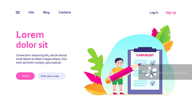 男孩填写清单图片素材