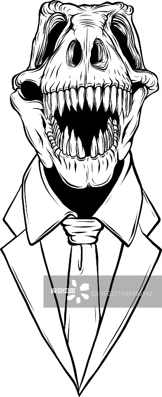 黑白霸王龙头像图片素材