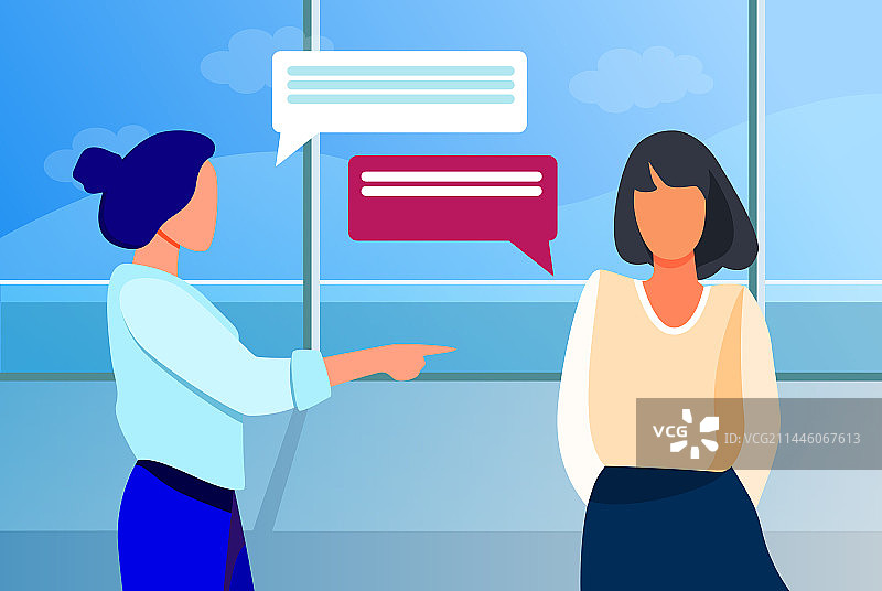 女人指着女孩和她说话图片素材
