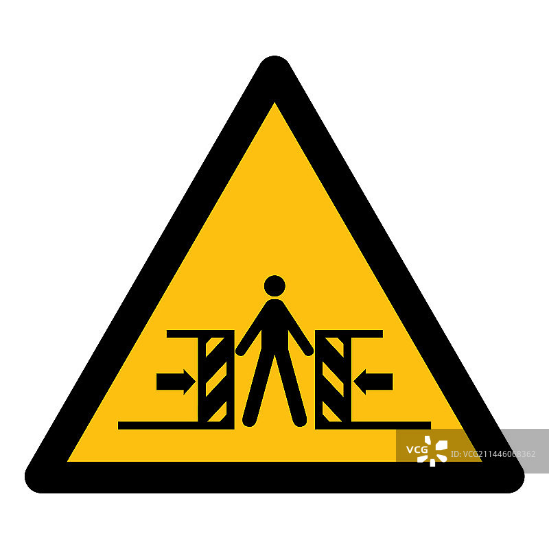 小心挤压符号，白色背景图片素材