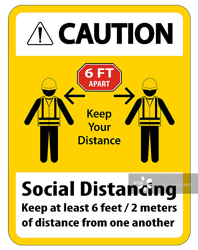 注意保持社交距离施工标志图片素材