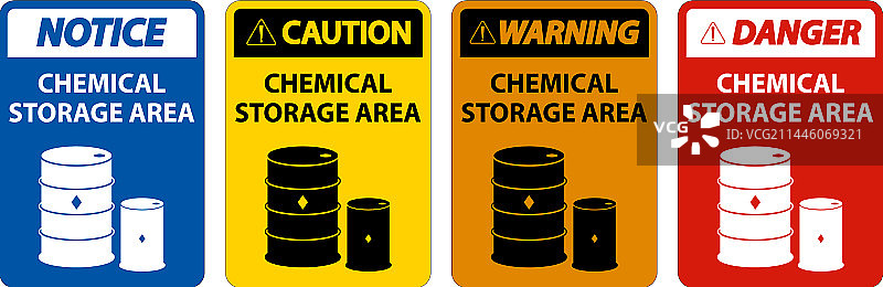 白色背景上的化学品存储区域标志图片素材
