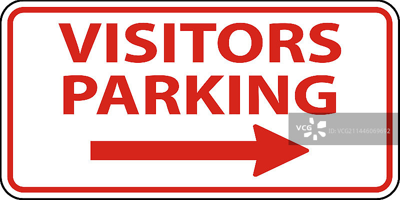 白色背景上的访客停车右箭头标志图片素材