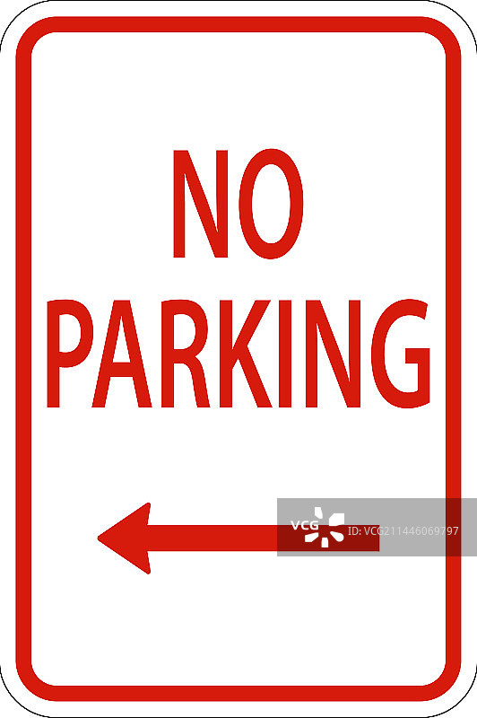 禁止停车左箭头标志，白色背景图片素材