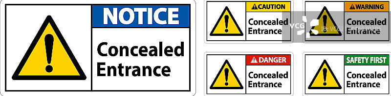 白色背景上的隐藏入口标志标签图片素材