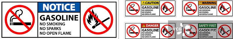 禁止吸烟火花或明火汽油标志图片素材