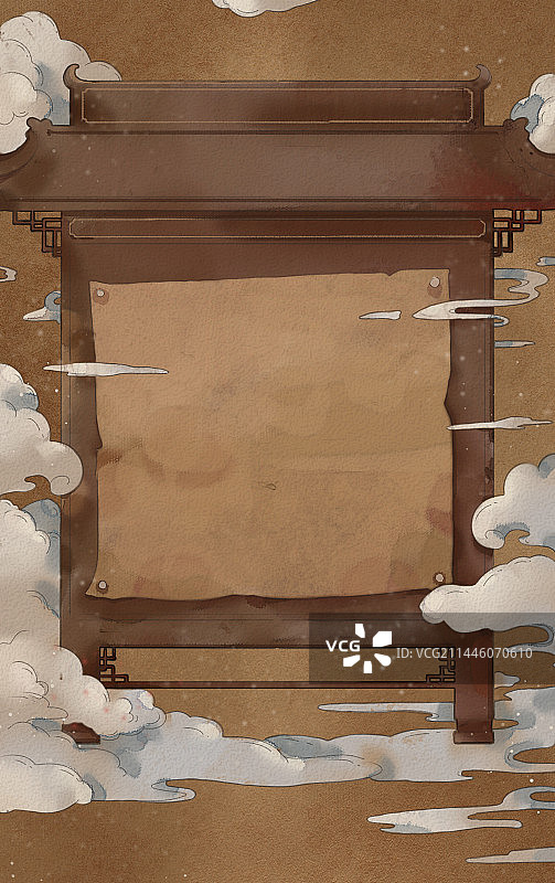 水彩古风告示图图片素材